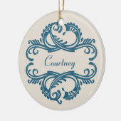 Ornement bleu chic Damask (Gauche)