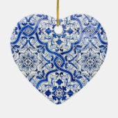 Ornement bleu de Noël de coeur d'Azulejo de (Dos)