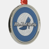 Ornement bleu de Noël de société de talon (Droite)
