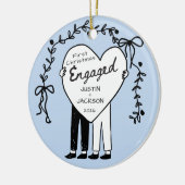 Ornement bleu de premier Noël des fiancées (Gauche)