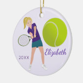 Ornement blond de souvenir de joueur de tennis (Gauche)