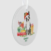 Ornement Boston Terrier avec nom de chien (devant)
