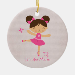 Ornement brun personnalisé mignon de ballerine de