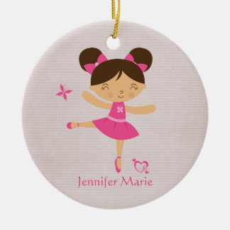 Ornement brun personnalisé mignon de ballerine de