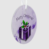Ornement cadeau de Noël pourpre (devant)