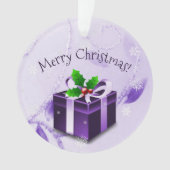 Ornement cadeau de Noël pourpre (devant)