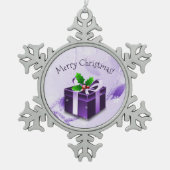 Ornement cadeau de Noël pourpre (Devant)