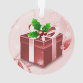 Ornement cadeau de Noël rouge (dos)