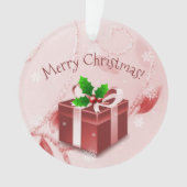 Ornement cadeau de Noël rouge (devant)