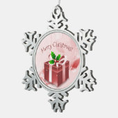 Ornement cadeau de Noël rouge (Vue impression)