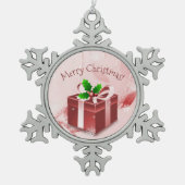 Ornement cadeau de Noël rouge (Devant)