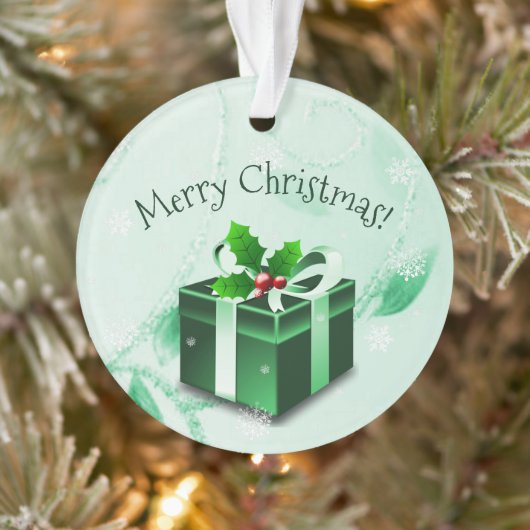 Ornement cadeau de Noël vert (Arbre)