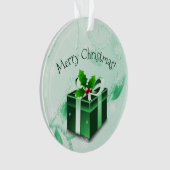 Ornement cadeau de Noël vert (devant)