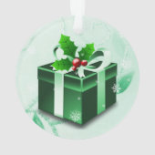 Ornement cadeau de Noël vert (dos)