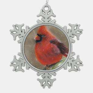 Ornement cardinal rouge de flocon de neige de Noë