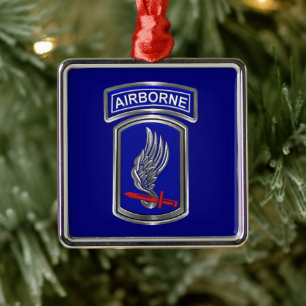 Ornement Carré Argenté 173e Brigade aéroportée Noël