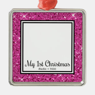 Ornement Carré Argenté 1ère photo de Noël de la marionnette