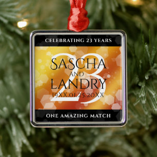 Ornement Carré Argenté 23e anniversaire de Mariage de Topaz impérial