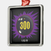 Ornement Carré Argenté 300 Bowling Game, avec date, (Gauche)