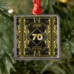 Ornement Carré Argenté 70e jour de Birthday Art Deco Gold Black Great Gat<br><div class="desc">Celebrate your milestone birthday in style with thih unique Art Deco-style,  Great Gatsby-inspecred design featuring geometric shapes en bright gold over background. Dans une classe élégante,  classy,  neutre,  parfaite pour la commemorating that special birthday with the jazz-infused taste of the Roaring Twenties.</div>