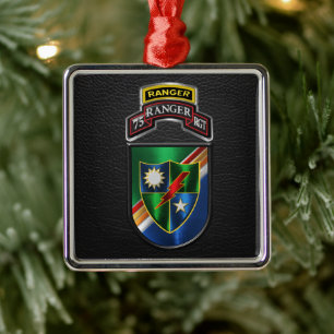 Ornement Carré Argenté 75e régiment de Rangers Noël