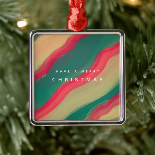 Ornement Carré Argenté Abstract Hand Painted Pattern Flat Holiday Card (Arbre)