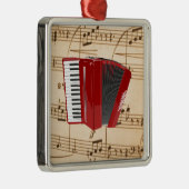 Ornement Carré Argenté Accordion : Accordion rouge, design populaire, (Droite)