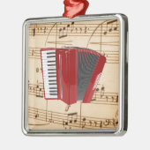 Ornement Carré Argenté Accordion : Accordion rouge, design populaire, (Gauche)