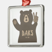 Ornement Carré Argenté Adirondacks Peace Bear (Gauche)