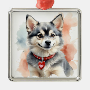 ORNEMENT CARRÉ ARGENTÉ ADORABLE PETIT CHIEN FLUFFY KLEE KAI