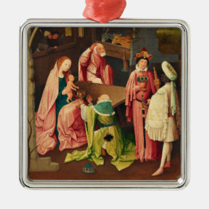 Ornement Carré Argenté Adoration des Mages par Hieronymus Bosch