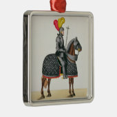 Ornement Carré Argenté Adoubez dans l'armure sur son cheval, plat 'd'un (Droite)