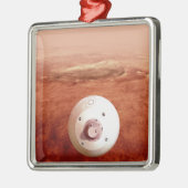 Ornement Carré Argenté Aérocoque Avec Perpersévérance Rover Descente Vers (Gauche)