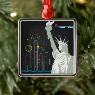 Ornement Carré Argenté Affiche De Voyage Pour Vol Northwest Airlines