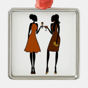 ORNEMENT CARRÉ ARGENTÉ **AFRICAIN AMERICAN** BEAU LADIE'S