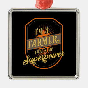 Ornement Carré Argenté Agriculteur