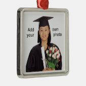 Ornement Carré Argenté Ajouter votre photo (Droite)