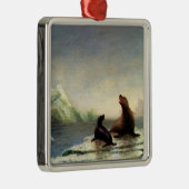 Ornement Carré Argenté Albert Bierstadt peinture, Phoques, (Droite)