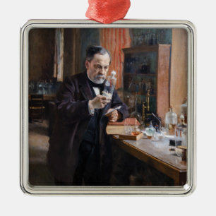 Ornement Carré Argenté Albert Edelfeue - Portrait de Louis Pasteur