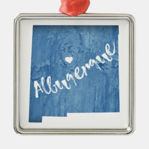 Ornement Carré Argenté Albuquerque Nouveau-Mexique Grain de bois