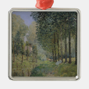 Ornement Carré Argenté Alfred Sisley   le repos par le courant