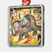 Ornement Carré Argenté Alice Bailly - L'éléphant, peinture d'art, (Gauche)