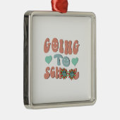 Ornement Carré Argenté Aller À L'École (Droite)