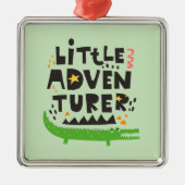 Ornement Carré Argenté Alligator petit aventurier (Devant)