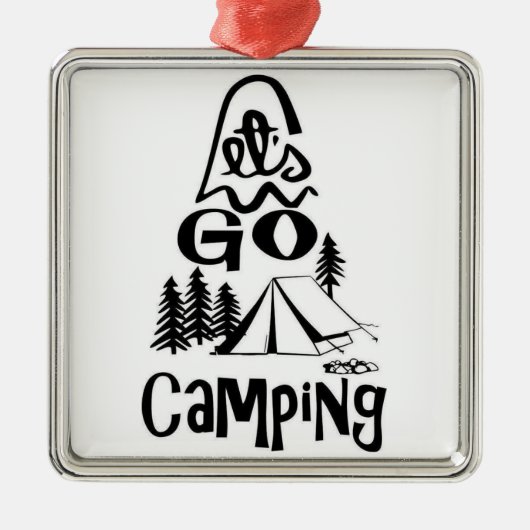 ORNEMENT CARRÉ ARGENTÉ ***ALLONS CAMPING*** S'AMUSER EN TOUT TEMPS ORNEME (Devant)