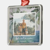 Ornement Carré Argenté Aloha Hawaiian (Gauche)