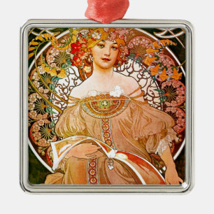 Ornement Carré Argenté Alphonse Mucha Dreaming