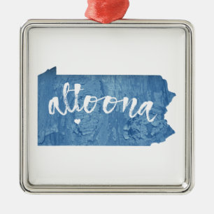 Ornement Carré Argenté Altoona Pennsylvania Wood Grain