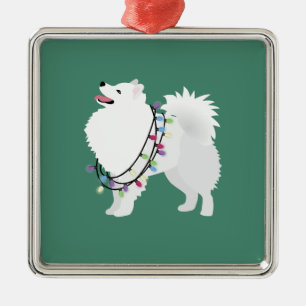 Ornement Carré Argenté American Eskimo Christmas Design