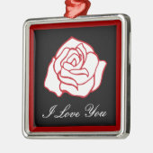 Ornement Carré Argenté Amour Rose (Gauche)